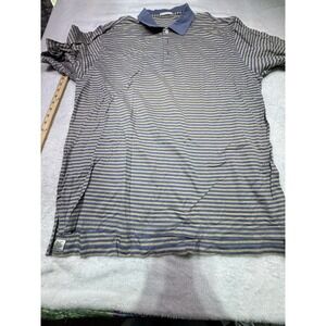 Peter Millar Polo Shirt Mens XXL 2XL Blue Striped 100% Cotton Short Sleeve Golf